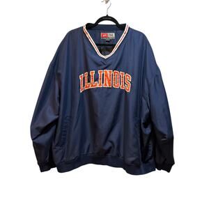 University of Illinois men’s 2xl V neck pullover windbreaker blue orange